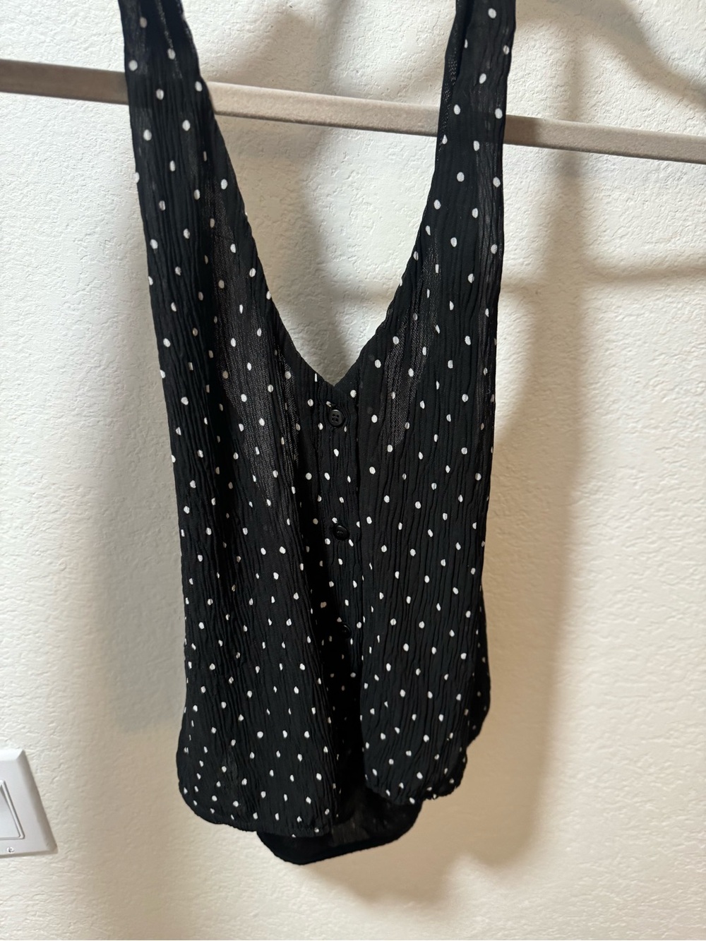 Lioness Black Polka Dot V-Neck Women's Tank Top Cropped